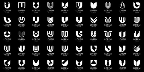 Poster - Logos collection with letter U. Geometric abstract logos. Icon design
