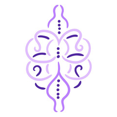 Poster - Elegant Ornament in Lilac: A sophisticated, symmetrical ornament in varying shades of lilac, comprised of swirling lines and subtle dot accents.