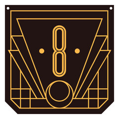 Poster - Art Deco Number 8: A striking Art Deco design features the number 8 at its center, framed by geometric patterns and golden accents, exuding an aura of elegance and vintage charm.