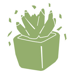 Poster - Succulent Silhouette: A simple yet elegant line drawing of a succulent plant in a square pot