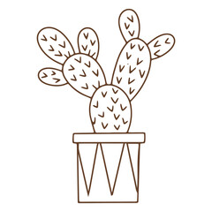 Poster - Cactus Line Art: A detailed line art illustration of a cactus plant in a decorative pot, conveying simplicity and a touch of the desert aesthetic.