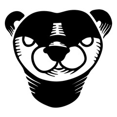 Poster - Ink Impression: Captivating ink illustration of a bear's portrait. The monochromatic style underscores the essence of this magnificent creature's countenance.