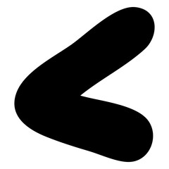 Poster - Abstract Black Boomerang: A bold, minimalist representation of a boomerang in stark black against a clear background.