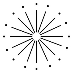 Poster - Radiant Burst of Geometric Lines: A captivating minimalist design featuring a central point from which radiating lines and circular dots emanate, evoking a sense of energy and dynamism. 