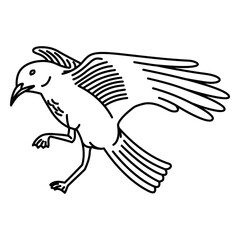 Poster - Line Art Bird in Flight: A stylized line art illustration of a bird mid-flight, showcasing intricate feather detailing and dynamic posture, captured with precision and minimalistic aesthetics.