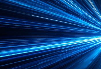 Poster - Blue line of light speed motion background..