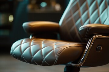 Poster - Close-up shot of a leather office chair