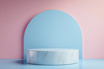 Poster - minimal colorful podium and scene with 3d render vector in abstract background ai generative