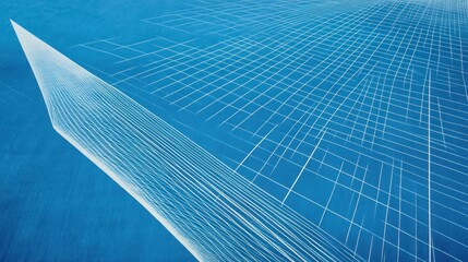 Poster - Abstract grid lines receding, blue background, technology concept, website banner
