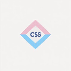 Aufkleber - CSS Logo: A Stylized Diamond with Pink and Blue Elements on a White Background, Simple, and Clean Design