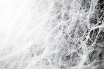 A close-up shot of a intricate spider web in black and white