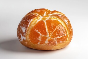 Sticker - A close-up shot of a peeled orange on a white surface, ideal for food and still life photography