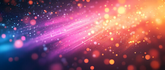 Poster - Abstract digital background with glowing lines, particles, and bokeh effect Futuristic technology concept with vibrant pink, orange, and blue colors Ideal for tech, science, and innovation themes