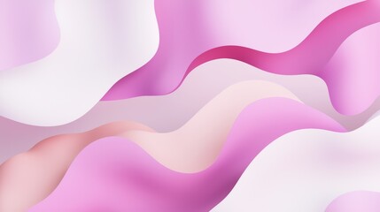 Poster - smooth, undulating shapes in varying shades of pink and white create a mesmerizing abstract backgrou