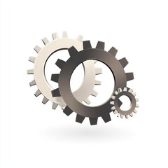 Poster - Three interlocking gears in a modern design, showcasing varying sizes in light and dark shades.