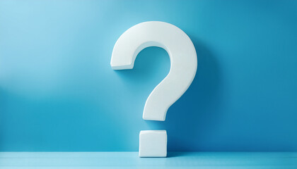 Fototapete - Question mark on blue background. 3D rendering. FAQ and QA. Problem solution.