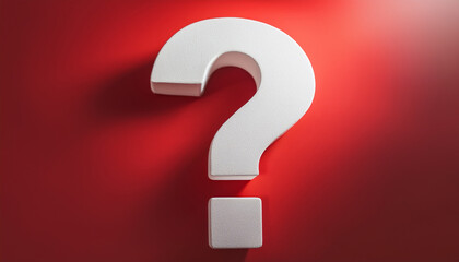 Fototapete - Question mark on red background. 3D rendering.  The essence of Q&A and answering queries.
