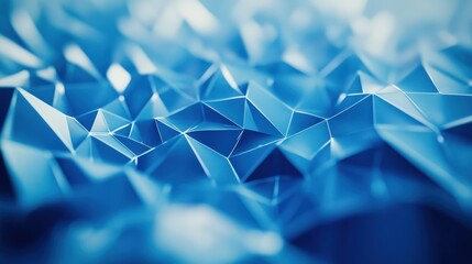Poster - Abstract blue low-poly landscape; technology background