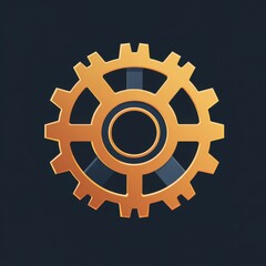 Poster - A metallic golden gear icon against a dark background, symbolizing industry and innovation.