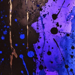 Poster - Abstract Expressionism: A Vibrant Collision of Black, Blue, and Purple with Gold Accent, Creating a Dynamic and Modern Artwork