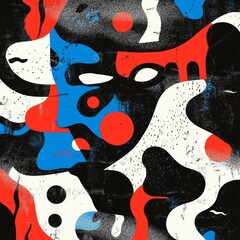 Poster - Abstract Composition: A Textured Interplay of Geometric Shapes and Bold Colors in Modern Art Style