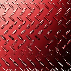 Poster - A vibrant red background with metallic textures reflecting light, creating a striking visual effect.