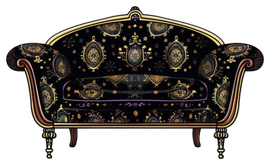 Wall Mural - PNG Elegant vintage ornate black sofa