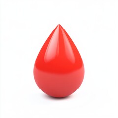 Poster - A glossy red droplet isolated on a white background, symbolizing vitality and health.