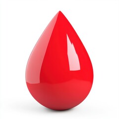 Poster - Shiny red droplet shape against a bright white background, symbolizing health and life.