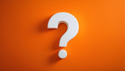 Fototapete - Question mark on orange background. 3D rendering. FAQ and QA. Problem solution.