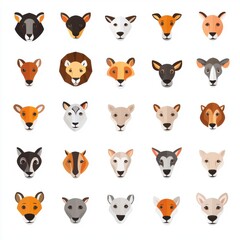  A vibrant array of animal faces showcased in a colorful, geometric style.