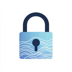 Poster - A modern blue padlock illustration featuring wave patterns, symbolizing security and protection.