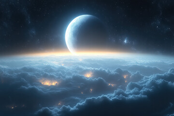 Wall Mural - a cosmic planet background, dramatic and artistic, design theme.