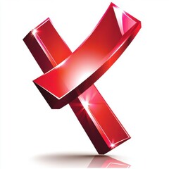 Poster - A vibrant red 3D cross symbol with glossy finishes and sharp reflections, conveying a bold statement.