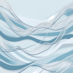 Poster - Abstract design featuring flowing waves in shades of blue, creating a serene and modern feel.