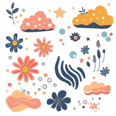 Poster - Colorful floral and abstract shapes create a whimsical pattern.
