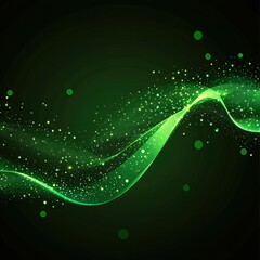 Poster - Abstract green wave design with shimmering particles and a mystical glow.