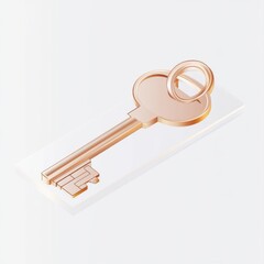 Poster - Elegant golden key resting on a transparent surface, symbolizing access and opportunity.
