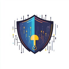 Poster - A stylized digital shield design featuring a keyhole, symbolizing cybersecurity and data protection.