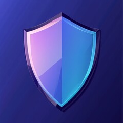 Poster - Stylized shield icon in gradient blue and purple, symbolizing protection and security.