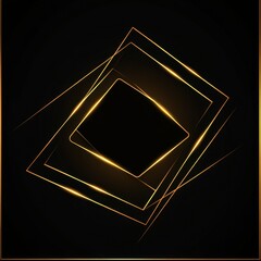 Poster - Geometric golden shapes on a black background create a modern and elegant abstract design.