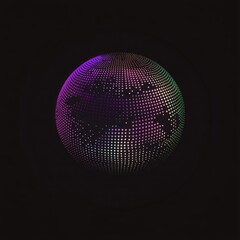Poster - Colorful illuminated globe with a dotted surface against a dark background, creating an abstract visual effect.