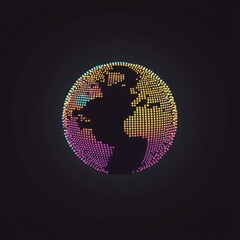 Poster - Artistic representation of Earth in vibrant colors on a dark background, symbolizing global connectivity.