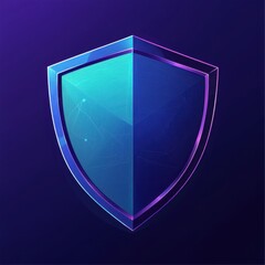 Poster - Stylized cyber shield symbol in blue and purple hues, representing security and protection.