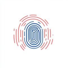Poster - Stylized fingerprint design in red and blue colors, representing security and identity.