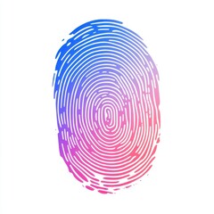 Poster - Stylized fingerprint design blending blue and pink hues, symbolizing identity and uniqueness.