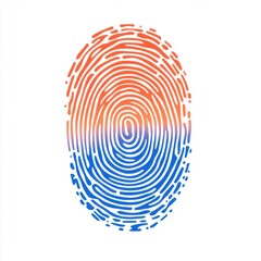 Poster - Colorful fingerprint illustration blending orange and blue tones, symbolizing identity and security.