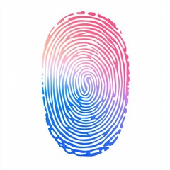 Poster - Artistic fingerprint illustration in vibrant pink and blue colors, symbolizing identity and security.
