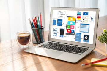 Poster - ux ui design process for modish mobile application and website . creative prototype of wireframe for