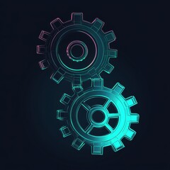 Poster - Two interlocking gears in a glowing futuristic design, symbolizing innovation and machinery.